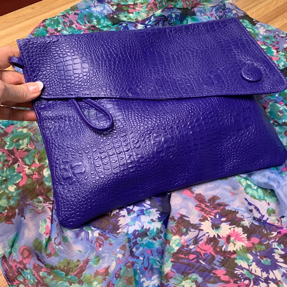 Purple Textured Envelope Clutch